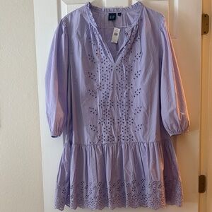GAP Pastel Lavender Eyelet Tiered Tunic